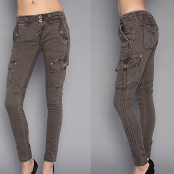 khaki utility skinny jeans
